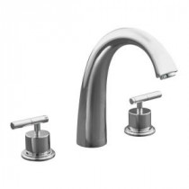 Taboret 2-Handle Deck-Mount Roman Tub Faucet in Polished Chrome