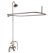 3-Handle Claw Foot Tub Faucet with Hand Shower and Shower Unit in Brushed Nickel