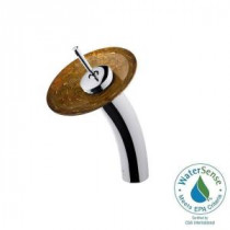 Single Hole 1-Handle Waterfall Faucet in Chrome with Textured Copper Glass Disc