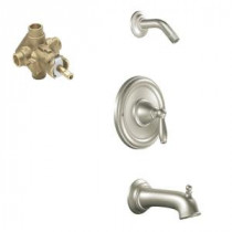 Brantford Single-Handle 1-Spray Posi-Temp Tub and Shower Faucet Trim Kit in Brushed Nickel - Valve Included