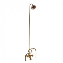 3-Handle Claw Foot Tub Faucet with Riser, Hand Shower and Showerhead in Polished Brass