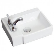 16.25-in. W x 12-in. D Wall Mount Rectangle Vessel Sink In White Color For 4-in. o.c. Faucet