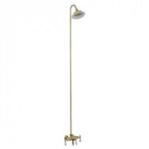 3-Handle Claw Foot Tub Faucet with Old Style Spigot and Sunflower Showerhead for Acrylic Tub in Polished Brass