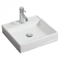 17.5-in. W x 17.5-in. D Wall Mount Square Vessel Sink In White Color For Single Hole Faucet