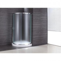 31 in. x 31 in. x 76 in. Shower Kit with Intimacy Glass, Shower Base in White