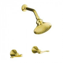 Revival 2-Handle 1-Spray Shower Faucet with Standard Showerarm and Flange in Vibrant Polished Brass