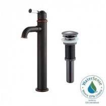 Solinder Single Hole Single-Handle Vessel Bathroom Faucet with Matching Pop-Up Drain in Oil Rubbed Bronze