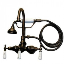 3-Handle Claw Foot Tub Faucet with Hand Shower in Oil Rubbed Bronze