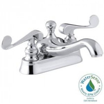 Revival 4 in. 2-Handle Low-Arc Bathroom Faucet in Polished Chrome with Scroll Lever Handle