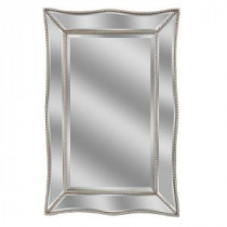 36 in. L x 24 in. W Scalloped Metro Beaded Single Mirror in Silver