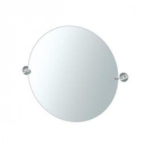 Terrace 30.13 in. x 25 in. Frameless Single Large Round Mirror in Chrome