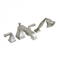 Town Square 2-Handle Deck-Mount Tub Filler in Satin Nickel with Personal Shower