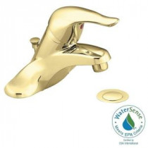 Chateau 4 in. Centerset Single Handle Low-Arc Bathroom Faucet in Polished Brass with Metal Drain Assembly