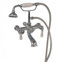 3-Handle Claw Foot Tub Faucet with Elephant Spout and Hand Shower in Polished Chrome