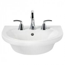 Tropic Petite 21 in. Center Pedestal Sink Basin with 8 in. Faucet Centers in White