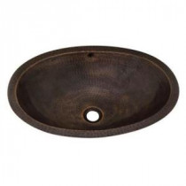 Large Self-Rimming Copper Oval Bathroom Sink in Weathered Copper