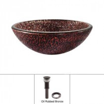 Glass Vessel Sink with Pop-Up Drain in Venus and Mounting Ring in Oil Rubbed Bronze