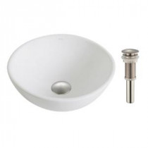 Elavo Vessel Sink in White with Pop-Up Drain in Brushed Nickel