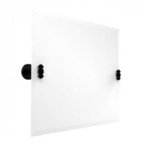 South Beach Collection 26 in. x 21 in. Rectangular Landscape Single Tilt Mirror with Beveled Edge in Matte Black