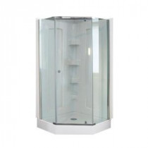 38 in. x 38 in. x 78 in. Neo Angle Mosaic Shower Kit with Polished Chrome Frame