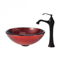 Charon Glass Vessel Sink and Ventus Faucet in Oil Rubbed Bronze