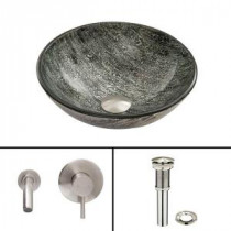 Glass Vessel Sink in Titanium with Olus Wall-Mount Faucet Set in Brushed Nickel