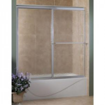 Tides 56 in. to 60 in. x 58 in. H Framed Sliding Tub Door in Silver with Rain Glass