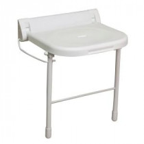 18 in. Wall Mount Folding Shower Seat with Legs in White