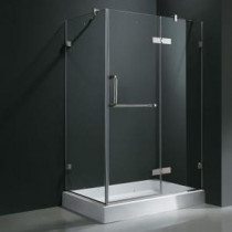Monteray 48.125 in. x 79.25 in. Frameless Pivot Shower Door in Chrome with Clear Glass with Right Base