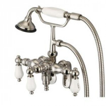 3-Handle Vintage Claw Foot Tub Faucet with Handshower and Lever Handles in Polished Nickel PVD