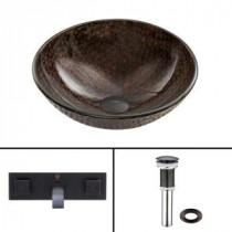 Glass Vessel Sink in Copper Shield with Titus Wall-Mount Faucet Set in Antique Rubbed Bronze