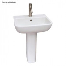 Series 600 20 in. Pedestal Combo Bathroom Sink with 1 Faucet Hole in White