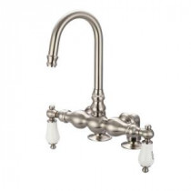2-Handle Deck Mount Vintage Gooseneck Claw Foot Tub Faucet with Lever Handles in Brushed Nickel