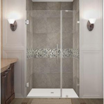 Nautis 41 in. x 72 in. Frameless Hinged Shower Door in Chrome with Clear Glass