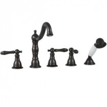 Lyndhurst 3-Handle Deck-Mount Roman Tub Faucet with Handheld Shower in Oil Rubbed Bronze