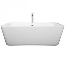 Emily 5.75 ft. Center Drain Soaking Tub in White with Floor Mounted Faucet in Chrome