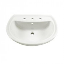 Cadet 6 in. Pedestal Sink Basin with 8 in. Faucet Centers in White