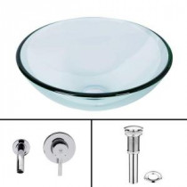 Glass Vessel Sink in Crystalline with Olus Wall-Mount Faucet Set in Chrome