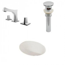 Oval Undermount Bathroom Sink Set in Biscuit with 8 in. O.C. cUPC Faucet and Drain