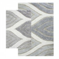 Davenport 21 in. x 34 in. and 24 in. x 40 in. 2-Piece Bath Rug Set in Grey