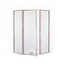 Legend Series 56 in. x 70 in. Framed Neo-Angle Swing Shower Door in Brushed Nickel and Clear Glass
