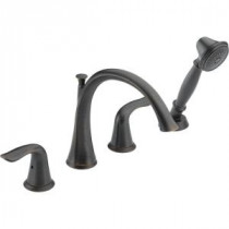 Lahara 2-Handle Deck-Mount Roman Tub Faucet with Hand Shower Trim Kit Only in Venetian Bronze (Valve Not Included)