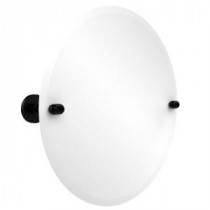 Tango Collection 22 in. x 22 in. Frameless Round Single Tilt Mirror with Beveled Edge in Matte Black