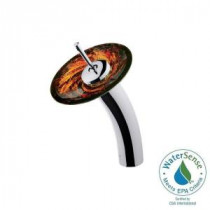 Single Hole 1-Handle Waterfall Faucet in Chrome with Northern Lights Glass Disc