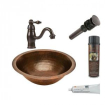 All-in-One Round Under Counter Hammered Copper Bathroom Sink in Oil Rubbed Bronze