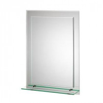 Devoke 28 in. x 20 in. Beveled Edge Double Layer Wall Mirror with Shelf and Hang 'N' Lock