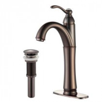Riviera Single Hole Single-Handle High Arc Bathroom Faucet with Matching Pop Up Drain in Oil Rubbed Bronze