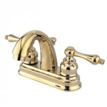 Restoration 4 in. Centerset 2-Handle Mid-Arc Bathroom Faucet in Polished Brass