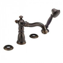 Victorian 2-Handle Deck-Mount Roman Tub Faucet & Hand Shower Trim Kit in Venetian Bronze (Valve & Handles Not Included)