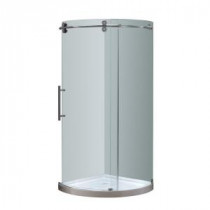 Orbitus 40 in. x 40 in. x 77-1/2 in. Completely Frameless Round Shower Enclosure in Chrome with Left Opening and Base